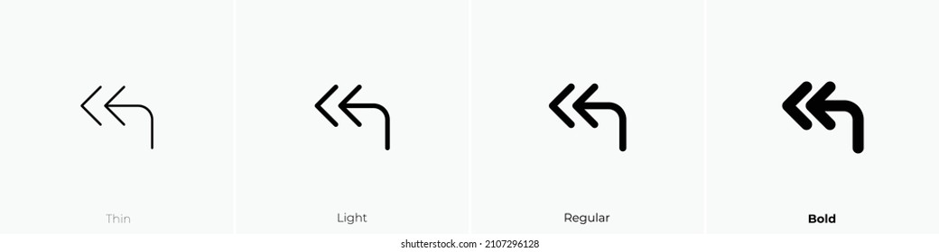 corner up left double icon. Thin, Light Regular And Bold style design isolated on white background