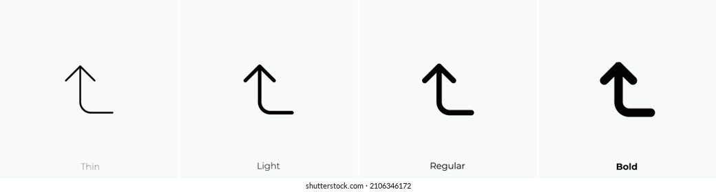 corner left up icon. Thin, Light Regular And Bold style design isolated on white background