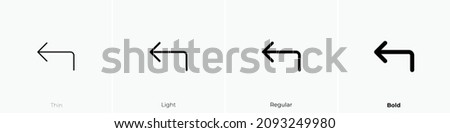 corner up left icon. Thin, Light Regular And Bold style design isolated on white background