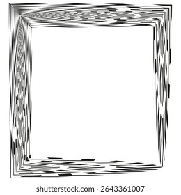 Corner line frame. Perspective square shape. Distorted border vector. Dynamic black design.