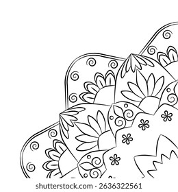 corner mandala flower on transparent background ,element for decoration.