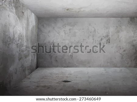 corner of old grunge room, gray wals, vector