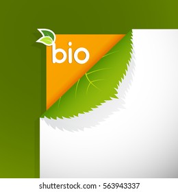 Corner on paper with bio sign.