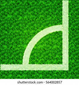 Corner on soccer field green grass. Vector realistic illustration