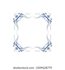 corner ornament blue flower square vector element element