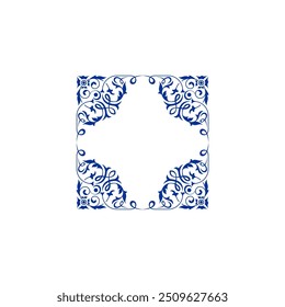 elemento de vetor quadrado azul de ornamento de canto