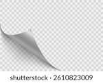 Corner of a page appears curled on paper edge with peeling sticker. Turning book reveals folded shadow on document at angle. Curl shows message sheet in turn, bent fold creating a border effect. 