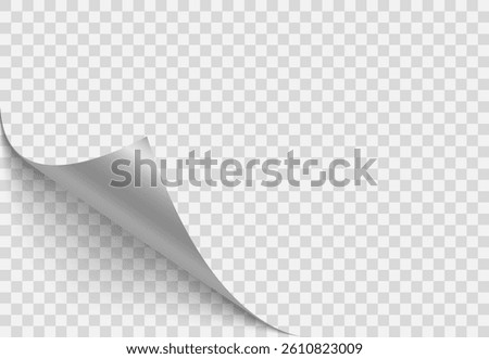 Corner of a page appears curled on paper edge with peeling sticker. Turning book reveals folded shadow on document at angle. Curl shows message sheet in turn, bent fold creating a border effect. 