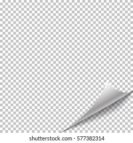 Corner page curl and shadow, isolated on transparent background