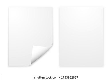 Corner of the page, paper. White sheet stickers vector. Stock Photo. Vector template.