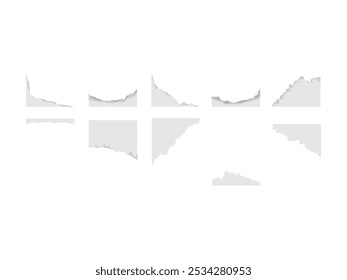 Conjunto de elementos rotos de papel de esquina 