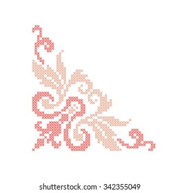 Corner pattern. Vector. Element embroidery.