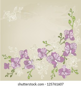 Corner piece ornament of orchids