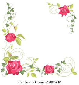 corner piece ornament of roses and Ivy