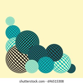 a corner of piled balloons in ivory and blue shades