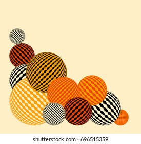 a corner of piled balloons in ivory and orange shades