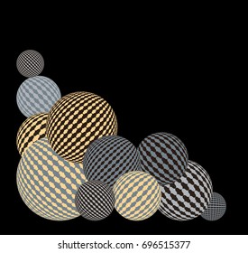 a corner of piled balloons in silver and black shades