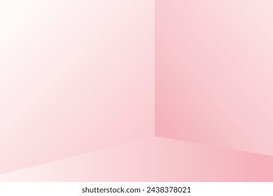 Corner of the pink room,Minimal pastel gradient background,Scene for mock up product display,Perspective floor of room view,Vector illustration