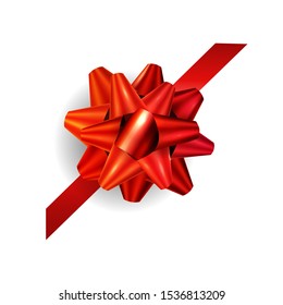 Corner red ribbon and bow vector