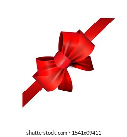 Corner red ribbon and bow vector