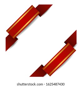 corner red ribbon design, red ribbon isolated design.