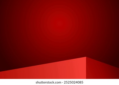 The corner of the red table with light shining down, Blank red product studio background, stage, podium for presentation vector illustration design for display cosmetic or beauty product