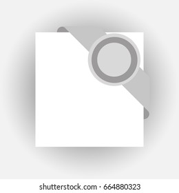 Corner ribbon with badge. Isolated design element. Flat style.