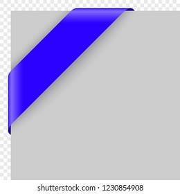 Corner ribbon or banner on grey background. Vector illustration