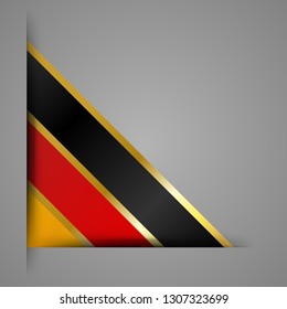 Corner ribbon flag of Germany. Golden stripes. Isolated Vector illustration.