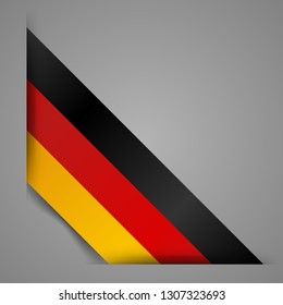 Corner ribbon flag of Germany. Isolated Vector illustration.