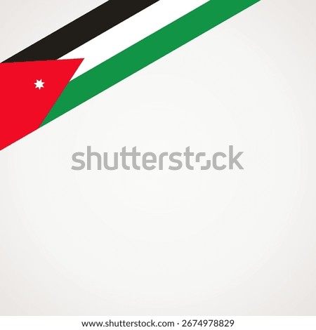 Corner ribbon flag of Jordan for a top left area of a page.