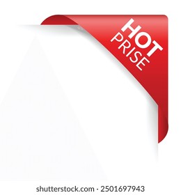Corner or ribbons icon. Product red banner, price shopping tag. Promotion sale badge, special offer sticker. Discount and price offer concept. Vector sticker template