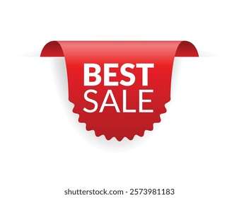 Corner or ribbons icon. Product red banner, price shopping tag. Promotion sale badge, special offer sticker. Discount and price offer concept. Vector sticker template