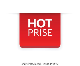 Corner or ribbons icon. Product red banner, price shopping tag. Promotion sale badge, special offer sticker. Discount and price offer concept. Vector sticker template