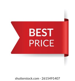 Corner or ribbons icon. Product red banner, price shopping tag. Promotion sale badge, special offer sticker. Discount and price offer concept. Vector sticker template
