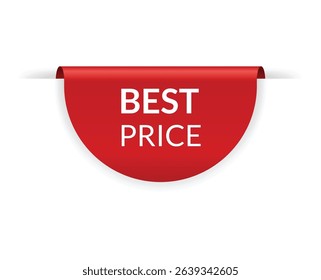 Corner or ribbons icon. Product red banner, price shopping tag. Promotion sale badge, special offer sticker. Discount and price offer concept. Vector sticker template