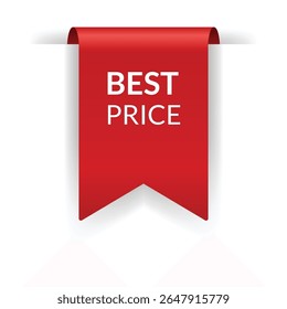 Corner or ribbons icon. Product red banner, price shopping tag. Promotion sale badge, special offer sticker. Discount and price offer concept. Vector sticker template