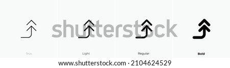 corner right up double icon. Thin, Light Regular And Bold style design isolated on white background