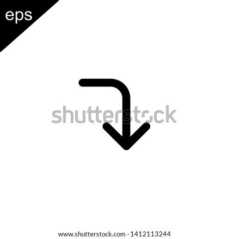 corner right down icon line outline design vector symbol