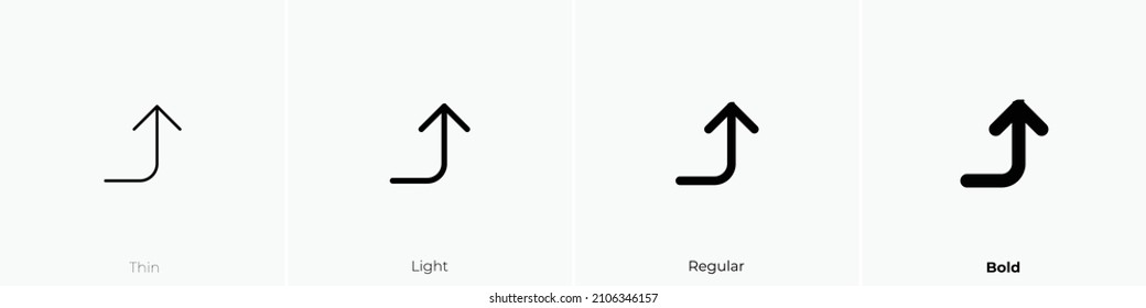 corner right up icon. Thin, Light Regular And Bold style design isolated on white background