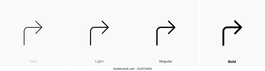 corner up right icon. Thin, Light Regular And Bold style design isolated on white background