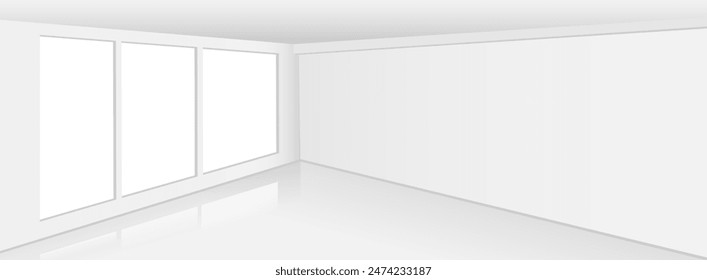 A corner of the room with large windows. Vector illustration