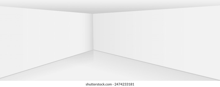 A corner of a room with white walls. Vector illustration