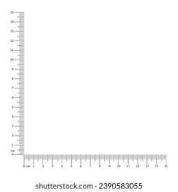 Eckgeraet 15 cm. Werkzeugvorlage messen. 15 cm Winkelmesser. Indikatoren der Zentimetergröße. Ruler Gitter 15 cm. Vektorgrafik. EPS.