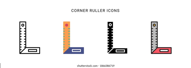 corner ruler icon vector with different style design. isolated on white background