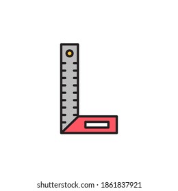 corner ruler icon vector filled outline. colored tool icon. isolated on white background