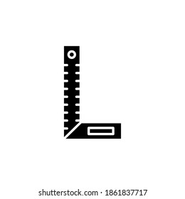 corner ruler icon vector glyph style. black tool icon. isolated on white background