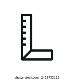 Corner ruler isolated icon set, angle ruler vector symbol with editable stroke