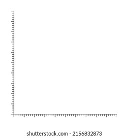 Corner ruler template. Measuring tool of length and width with vertical and horizontal lines. Vector graphic illustration isolated on white background.