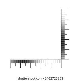 Corner ruler vector. Size indicators set isolated on background. Unit distances. Concept graphic element. Measuring scales.